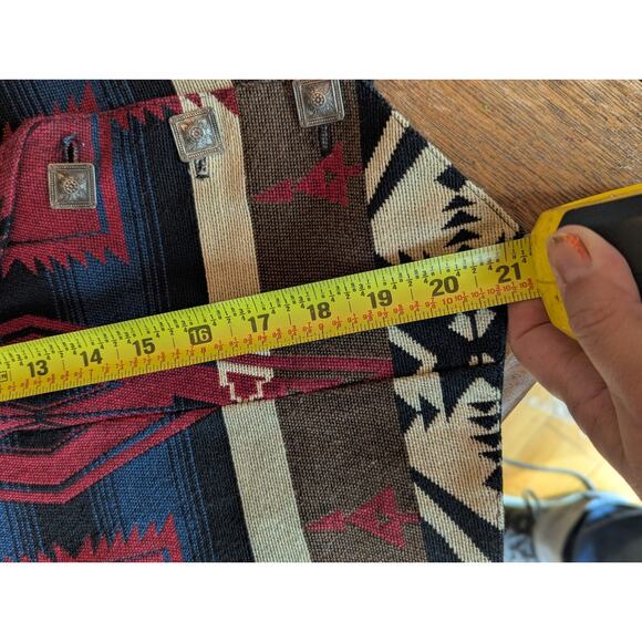Vintage Frontier Western Aztec Geometric Tapestry Boho Button Vests Size Large - Picture 5 of 6